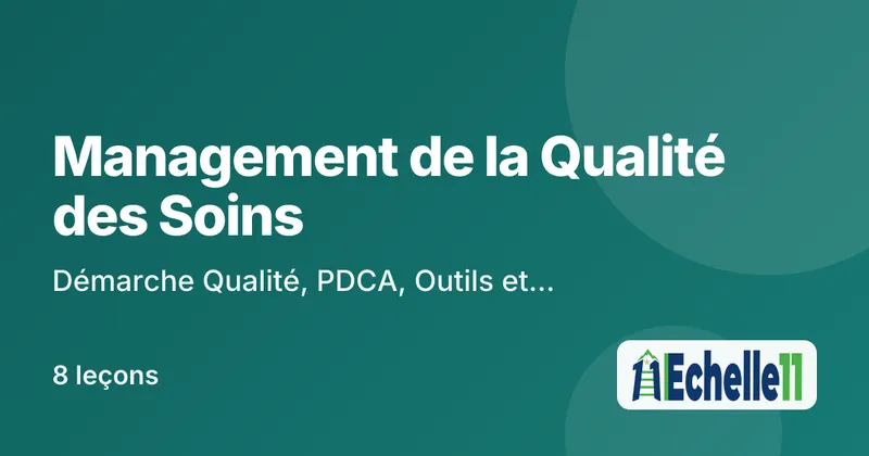 Cours : Management de la Qualité des Soins : Démarche Qualité, PDCA, Outils et Résolution de Problèmes