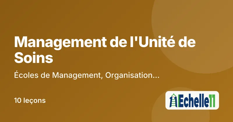 Cours : Management de l'Unité de Soins : Écoles de Management, Organisation Hospitalière, Infirmier Chef et Styles de Management